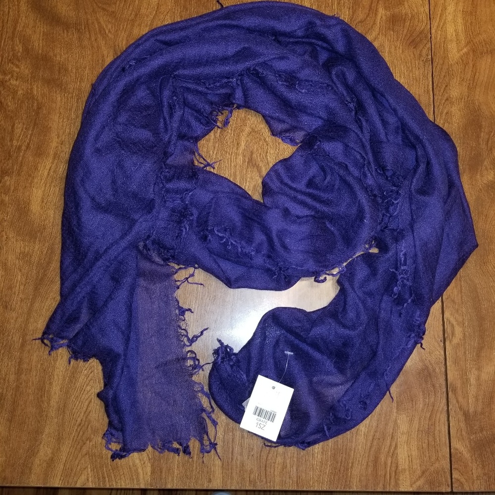 Long Purple J. Jill with a fringed edge Scarf Wrap